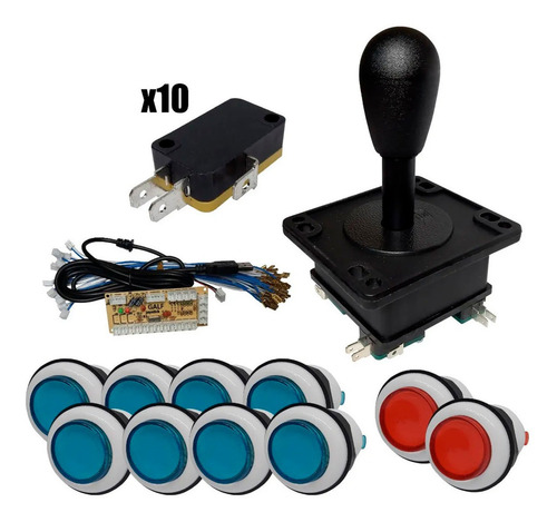 Imagen 1 de 2 de Kit Arcade Usb 1 Player Bb Azul