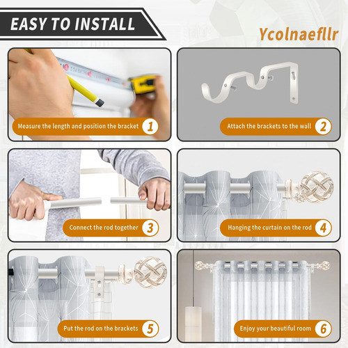 Conjunto De Barras De Cortina Dupla Ycolnaefllr 28-48 Polega