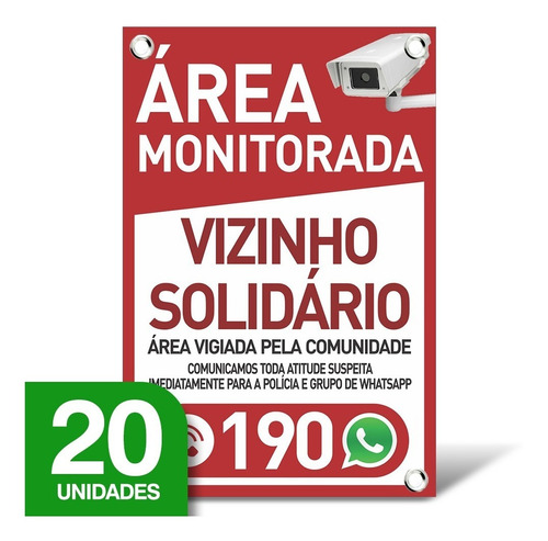 Imagem 1 de 1 de Placa Vizinho Solidário - Whatsapp - 20 Unidades - 20x30cm