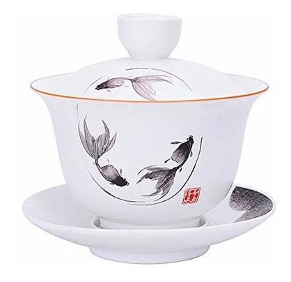 Gaiwan Porcelana 8oz Taza Té Blanca China Sancai Tapa