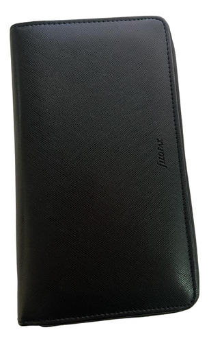 Agenda Billetera Filofax Saffiano Zip Personal Compact Negro