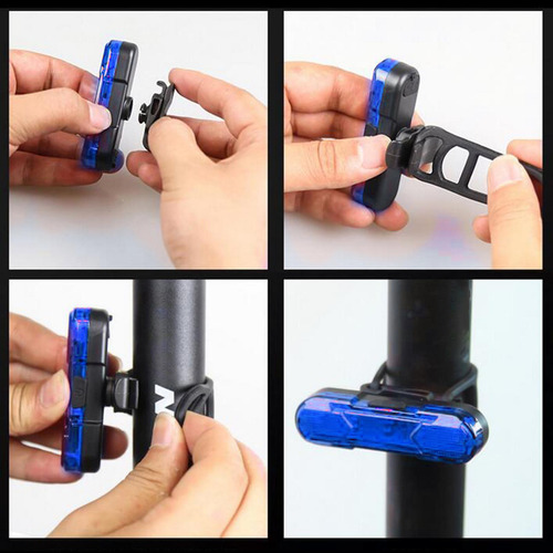 2 Luz Trasera De Bicicleta Led Cierre Azul Cierre Azul