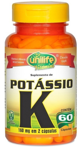 Potássio K Unilife Vitamins (60 Vcaps) 560mg Vegano Tipo De Suplemento Detalhado Potássio Sabor Original