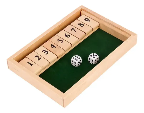 Shut The Box – Juego De Mesa De Madera Con 2 Dados Para 2-4 Jugadores – Ideal Para Matemáticas Y Diversión Familiar – Regalo Educativo Para Niños Y Adultos (Multicolor, 22x22x3.5 Cm)