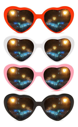 Gafas De Difracción De Efecto De Corazón De 4 Piezas De Rato