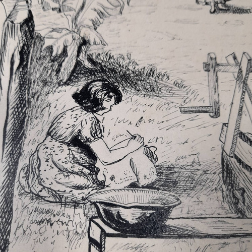 Imagem 5 de 7 de Pintura Desenho Bico De Pena Nanquim Datado 1953 Antigo