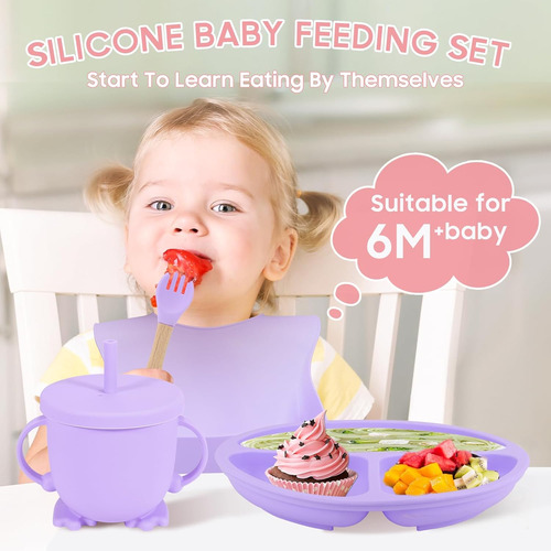 Juego De Alimentación De Silicona Para Bebés, Suministros De