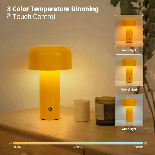 Lámpara De Mesa Inalámbrica Con Forma De Hongo Escritorio L