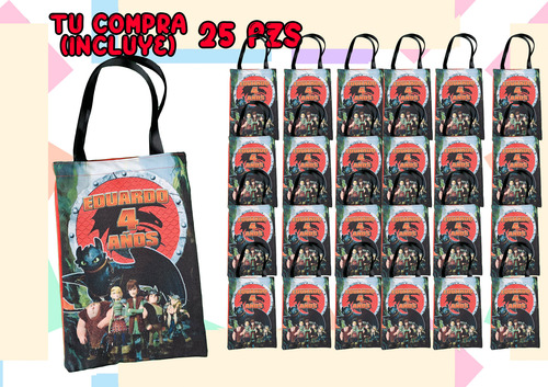 25 Dulceros Bolsas Recuerdos Bolo Como Entrenar A Tu Dragon Rojo Como Entrenar A Tu Dragon Modelo1