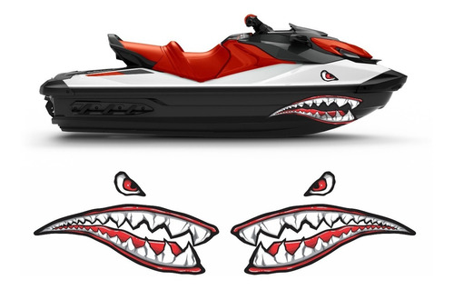 Adesivo Jet Ski Face Shark Boca Tubarão Personalizado Ad04