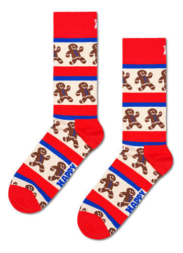 Calcetín Divertido Galleta De Jengibre Happy Socks Multicolor Estampado 22 Cm - 25 Cm Del Pie