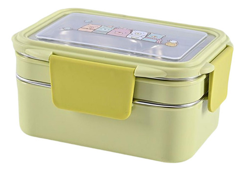 Caja Bento De Acero Inoxidable Con Compartimentos Amarillo