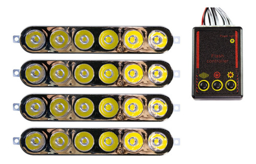 Baliza 4 Modulos 6 Led C/u Estrobos 24 Watts Ip67 - Led826