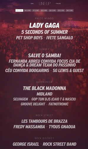 Ingresso Rock In Rio 2017 15/09 - Lady Gaga