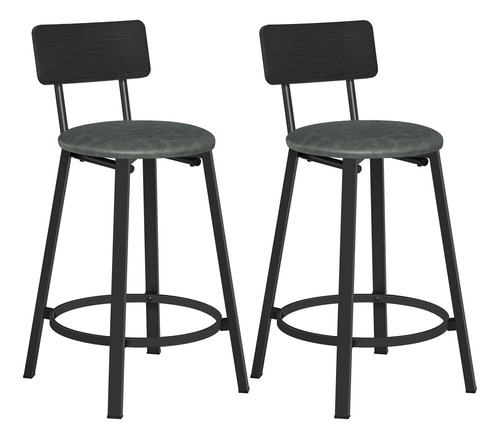 Taburetes De Bar Juego De 2 Tapizados En Pu Negros