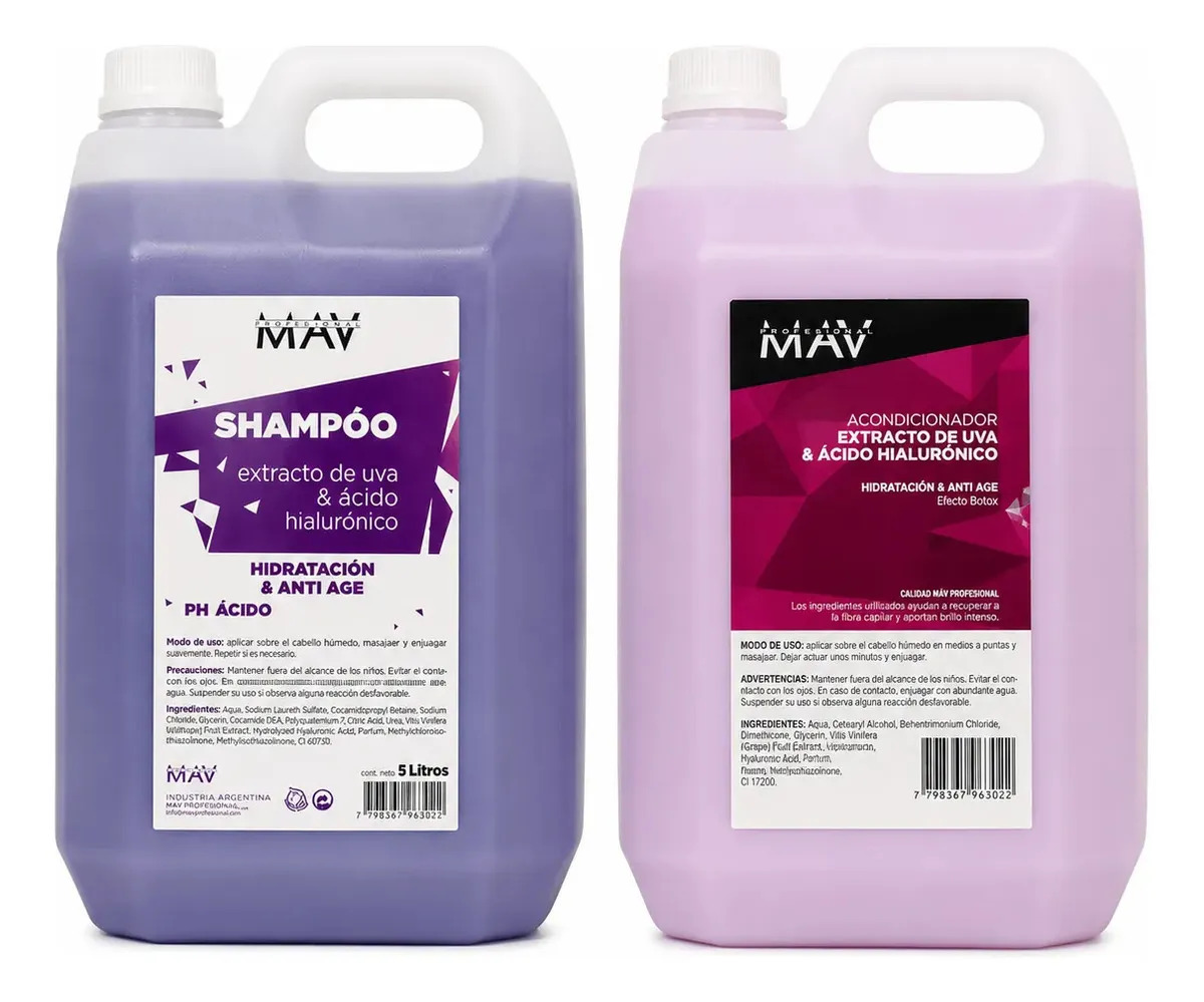 Shampoo Acondicionador Uva Y Acido Hialuronico Mav 5000ml