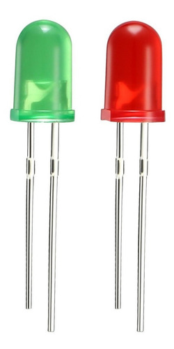 Kit de 25 LED rojos, 25 verdes, 5 mm, difusos, electrónica Arduino, color verde y rojo