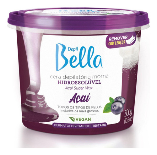 Cera Depilatória Morna Hidrossolúvel Açai 300g Depil Bella