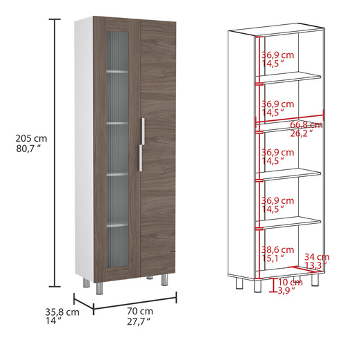 Mueble Alacena + Mueble Microondas - Blanco Marque/castaño