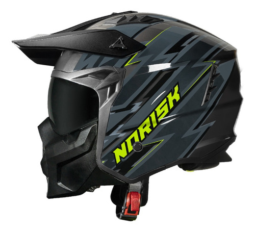 Capacete Norisk Darth Ii Storm Titanium Verde Brilhante Novo