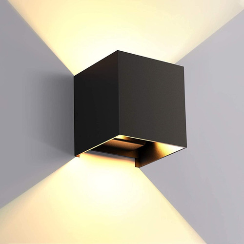 Lámpara Pared Led Aplique Impermeable Negro Exterior 3500k
