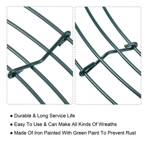 3 Marco De Metal De Corona De Alambre Redonda 18'' Para Diy