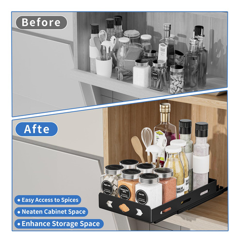 Organizador De Especias Extraíble Estante Deslizante 6.3 X 1 Negro