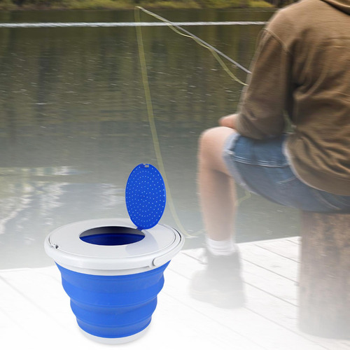 Cubo De Limpieza De Cubos Colapsables Con Tapa De Azul