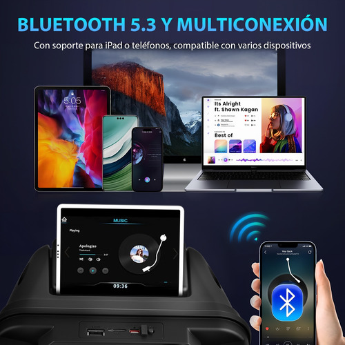 Dytimeem Bocina Portátil 8 Pulgada Bluetooth Altavoz Karaoke