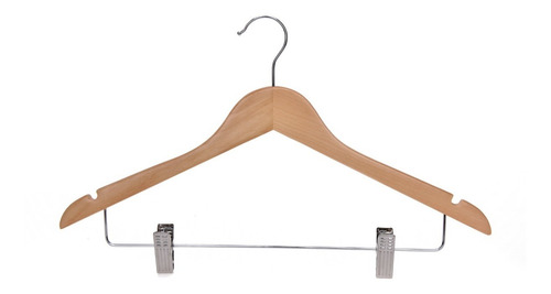Pack De 50 Perchas De Madera Con Ganchos Broches 1* Calidad Natural