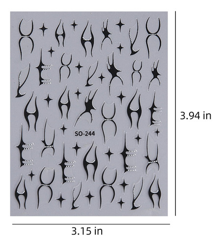 Pegatinas Para Uñas Con Estampado De Llamas Gritosas, 6 Hoja