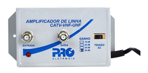 Amplificador Sinal Proeletronic 30db Tv Hdtv Catv Uhf Vhf