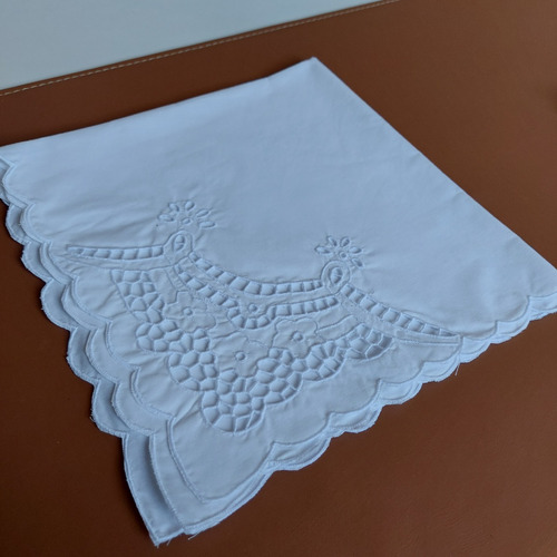 Guardanapo Tecido Renda Richelieu Branco Ceará Liso