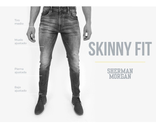 Imagen 7 de 8 de Pantalón Skinny Hombre Mezclilla Gris 147 Sherman Morgan