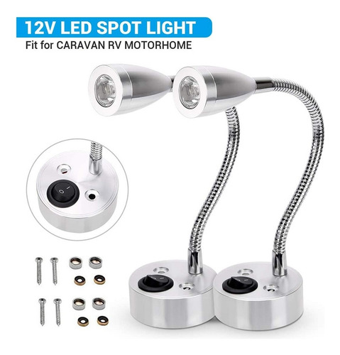 Lámpara De Lectura Rv 12v Led Ajustable Para Autocaravana