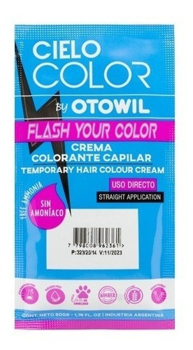 Imagen 6 de 6 de Tintura Para El Pelo Varios Colores Cielo Color Otowil X50g.