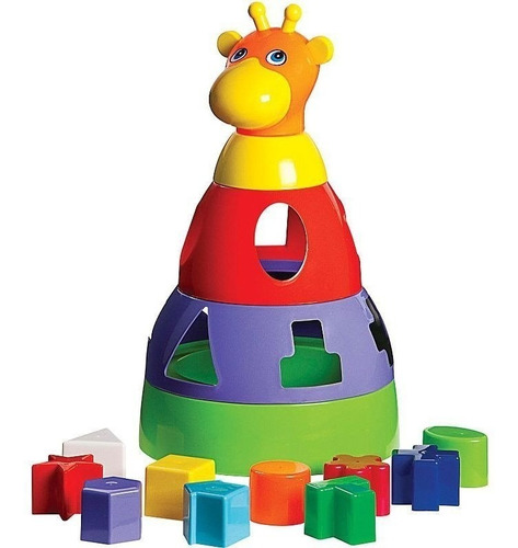 4 Brinquedo Didática Educativa Onça Cubo E Girafa Bolinha