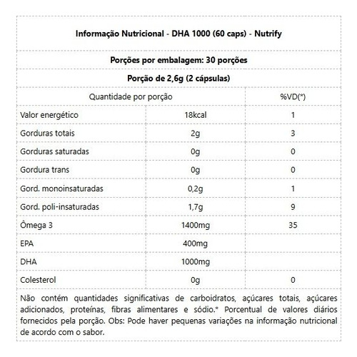 Dha 1000 (60 Caps) Nutrify - Sem Sabor Neutro