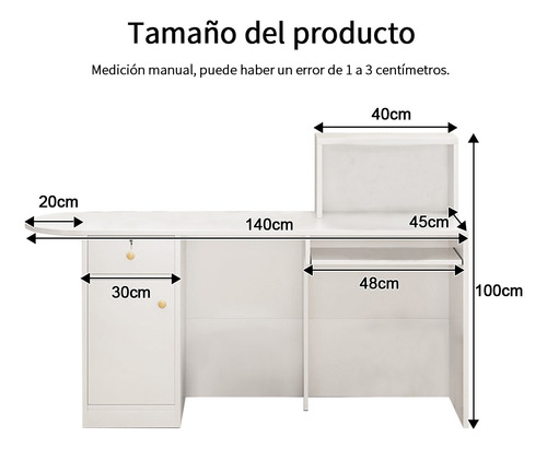 Escritorio Mostrador Recepción Con Luz Cajones Para Oficina Blanco
