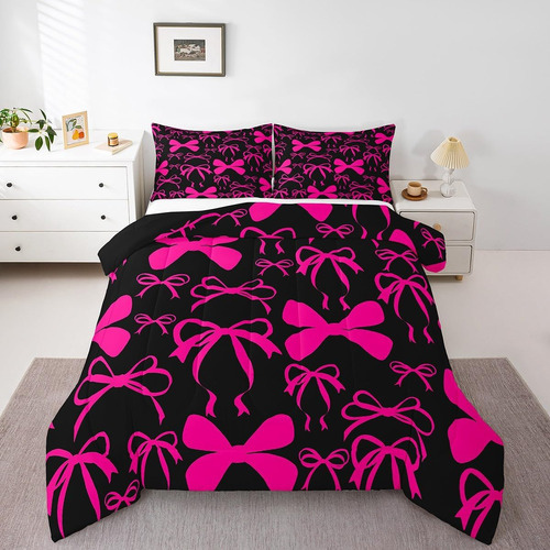Juego De Cama Feelyou Con Lazos, Suave Y Kawaii, Queen Size