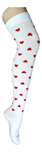 Calceta Larga De Figuras, Moda Kawaii, Microfibra. Corazones Unitalla