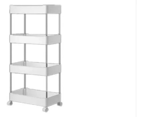 Mueble Organizador Baño Cocina Con Ruedas 4 Niveles Color Blanco