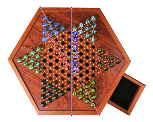 Juego De Mesa Portátil De Damas Chinas Con Canicas De Madera