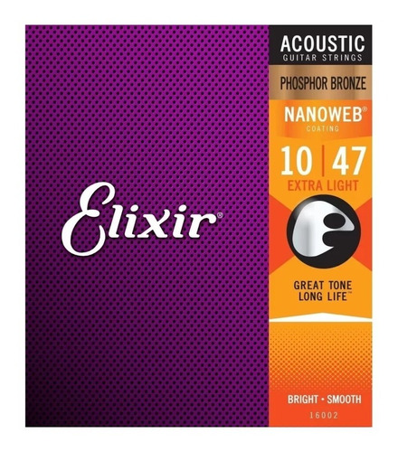 Encordoamento P/violão Aço Elixir (010-047) Phosphor Bronze