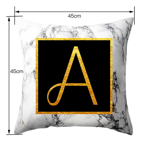 Funda De Almohada Con Letras Doradas Jaspeadas, 45 X 45 Cm