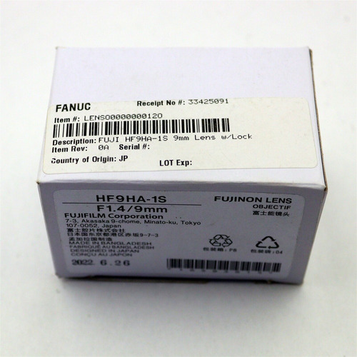Fanuc Fuji 9mm Lens With Lock Hf9ha-1s Lenso000000012o Cce