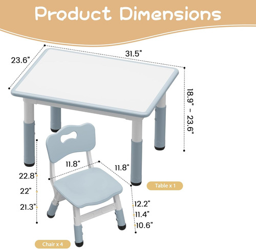 Juego De Mesa Y Silla Para Niños, Mesa Para Niños De Altura