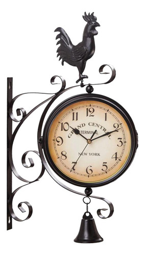 Vintage Reloj De Pared De Doble Cara Numerales Arábigos