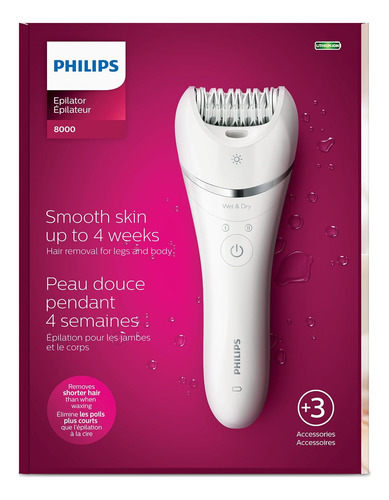 Depiladora Philips Serie 8000 Para Mujer, Con 3 Accesorio...