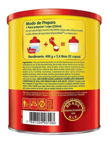 Fórmula infantil em pó Nestlé Ninho Fases 1+ em lata de 400g